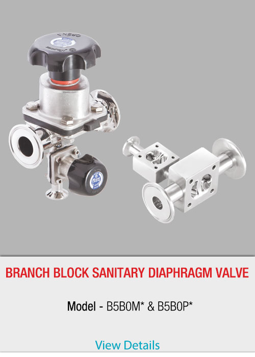 Branch-block-sanitary-diaphragm-valve